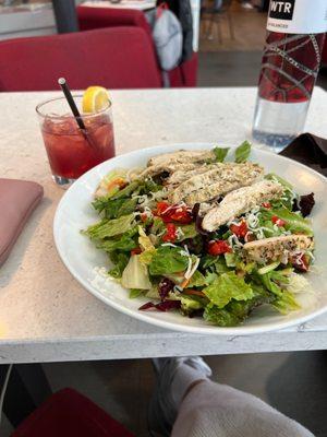 Grilled chicken salad and 5280 Lemonade