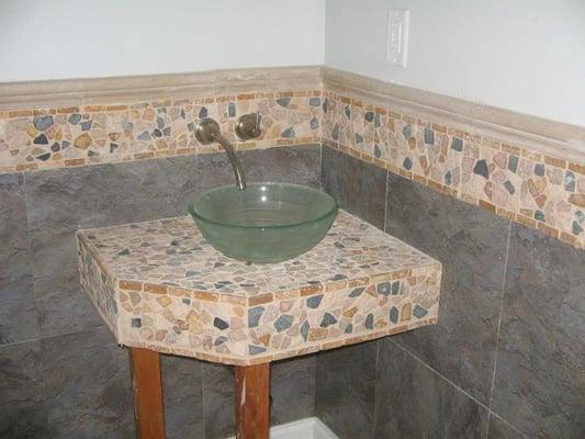 Tile pedestal sink