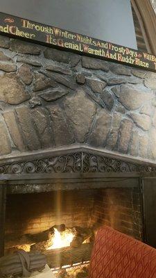 The nice cozy fireplace