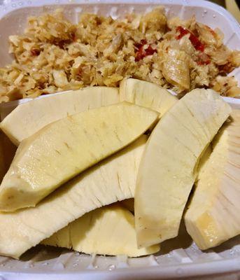 Salt fish and bread fruit dinner