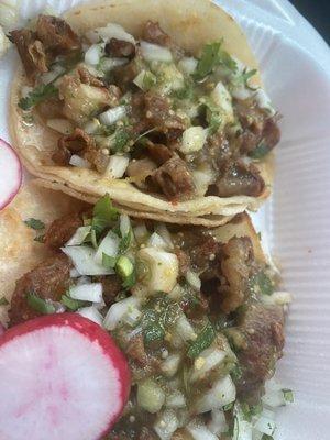 Tacos de tripas extra crunchy