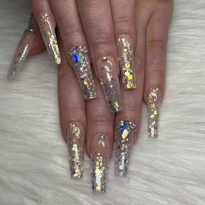 Long Coffin styled nails