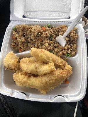 Chicken strips and rice