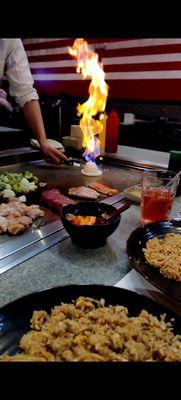 Chicken and steak hibachi.