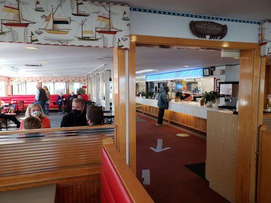 Interior counter area and seating.