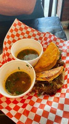 Barria taco and dipping broth!!!