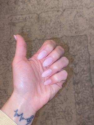 Clear pink almond nails