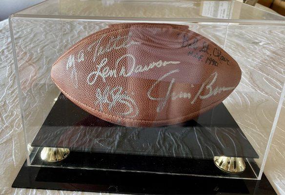 Len Dawson & Jim Brown signed Football