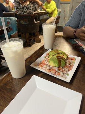 Ceviche y horchata