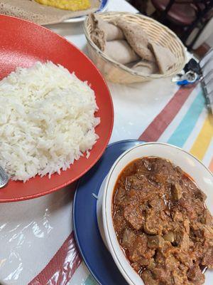 Jasmine rice and Awaze Beef Tibs