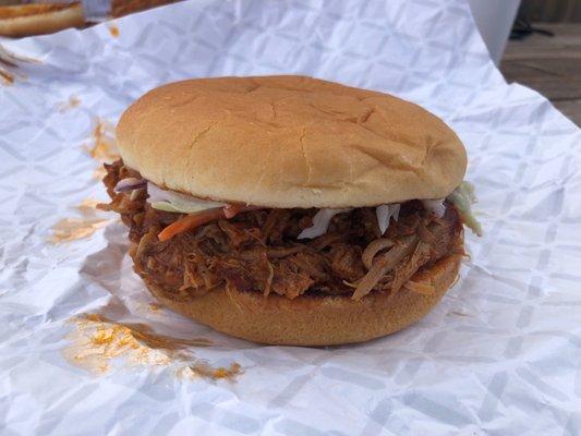 Pulled pork sandwich (I added the slaw onto the sandwich, it did not come with it on top).