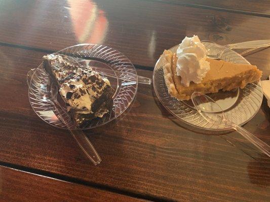 Chocolate and pumpkin pie