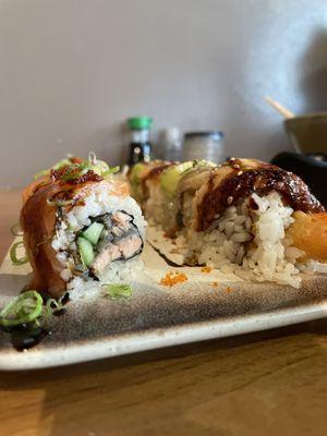 Dragon Roll and salmon lover roll