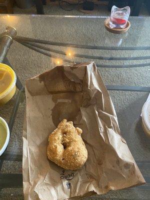 Odd shaped Medhu vada, supposed to look like a donut but this is a Joke!!!  ( deep fried rice, & lentil batter )