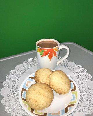 Hot Chocolate to warm you up... With Pandebonos (cheese bread)