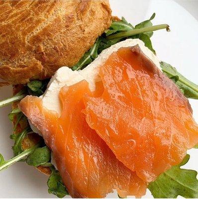 Profiteroles  with salmon is our new items! We are glad to inform you we offer breakfasts.