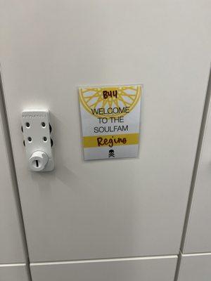 Personalized welcome sign on my locker. Each rider gets one!