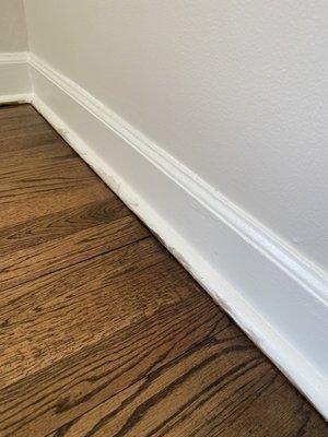 Stain all over the trim! Unacceptable from a professional flooring company.