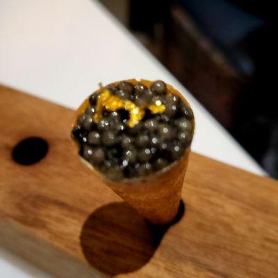 Caviar Cone with gold leaf