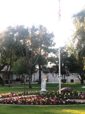 Our circle of flowers... Just one part of our beautiful 5 acre campus. Lots of space for our 48 residents to walk and wander freely!