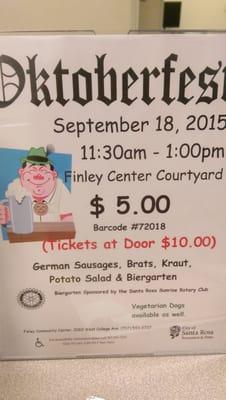 Oktoberfest 2015  Sept 18 at Finley Center