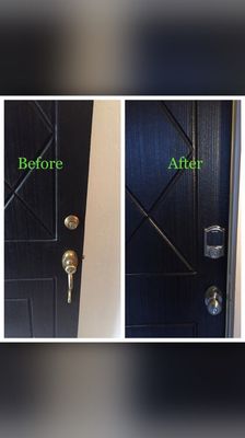 This customer went electronic deadbolt. Schlage