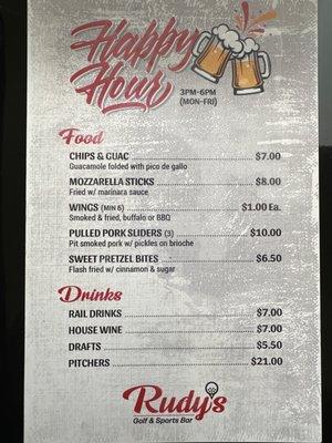 Happy Hour Menu