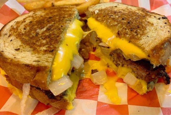 Hamburger Patty Melt Burger with cheese