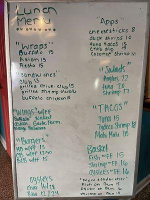 Updated lunch menu