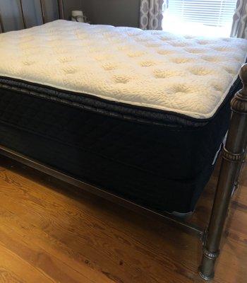 Queen pillow top with standard height split box spring