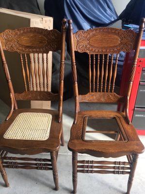 Completed first chair shown on the left.