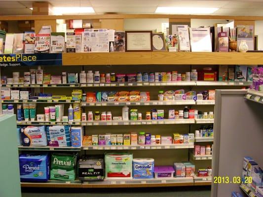 We carry a variety of OTC, vitamins and herbal products.