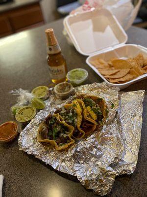 Pastor and carne asada tacos