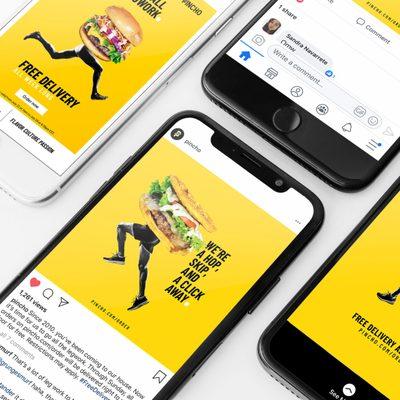 Social Media Marketing - PINCHO: We partnered with Postmates to launch delivery for a fast casual restaurant promoting free delivery.