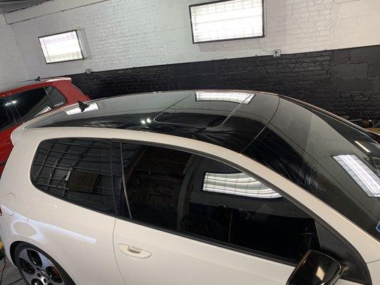 Gloss black roof wrap