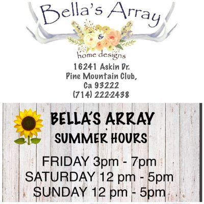 Summer hours, we're available by appointment as well!