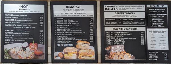 Hot food, breakfast, and bagel menu (Nov 2022)