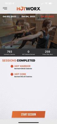 Hotworx App keeps track of calories during workouts!