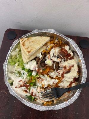 Less chicken and Beef Gyro Platter