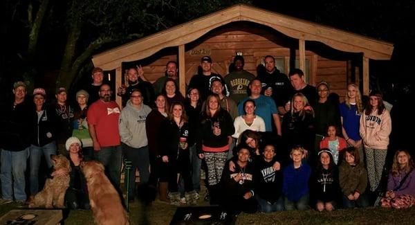 Our group picture for my birthday party.  Frisco Woods, Cabin 10. November 2014.