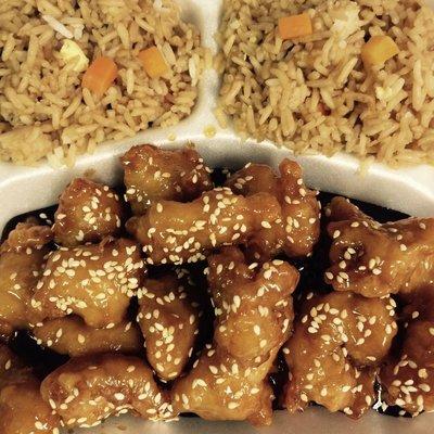 Sesame Chicken with Fried Rice