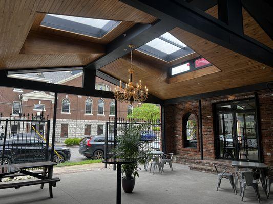 Enjoy our new outdoor pergola seating.