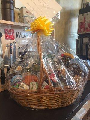 Custom gift baskets full of gourmet goodies.  Limited delivery in our area.  We ship, too!