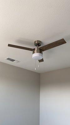 Ceiling fan installation for bedroom.