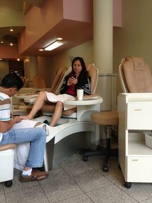 Carol is getting a pedicure.