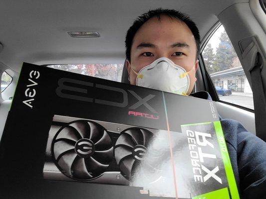 Me getting my RTX 3070 in January.