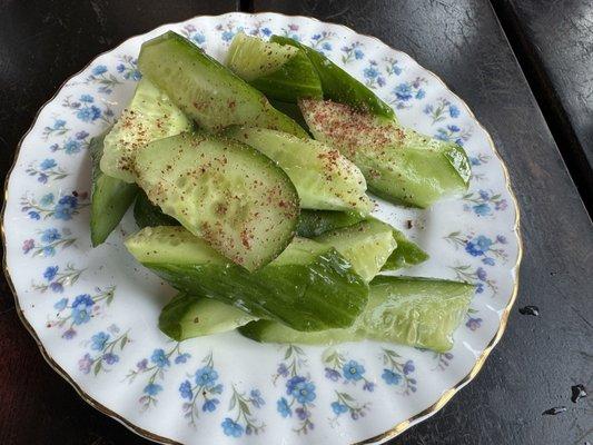 Cucumbers and Hummus (2 plates)