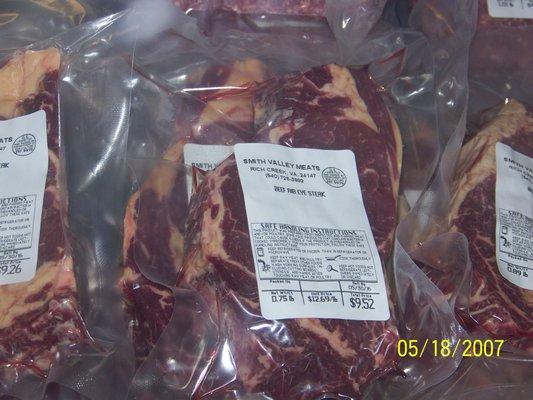 Rib Eye Steaks! Everything we package is vacuum sealed, labeled, and USDA certified!