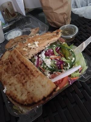 Chicken souvlaki salad