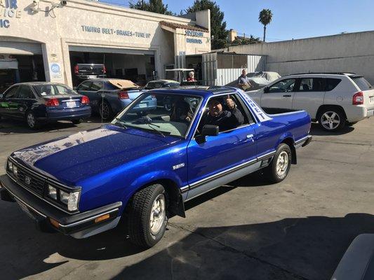 Chris taking my Subaru FERRET for a test drive.